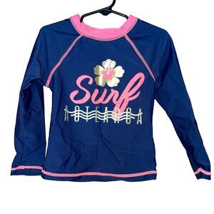 Young Original Girls Surf Long Sleeve Rash Guard Navy Pink Size 4 Nylon/Elastane